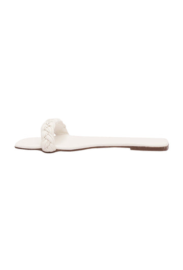 Daisy White Braided Cruelty Free Leather Flats